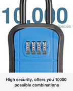 Puroma Key Lock Box Outdoor 4 Digit Code Combination Lockbox House, 1 Blue | For Contractors Guest Realtor Storage Keys, Portable, Home Wall Mount, Resettable, Combination, Weatherproof, High-capacity