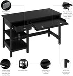 Bush Furniture Broadview 54W Computer Desk with Shelves in Classic Black| Personal Workstation Table and Storage for Home Office Workspace