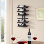 Hoctieon 2-Set 6 Tier Wall Mount Wine Rack (12 Tiers), Wall Racks for Wine Bottles Display and Storage, Hanging Bottle Organizer for Living Room, Dining Room, Wine Cellar, Bar, Black