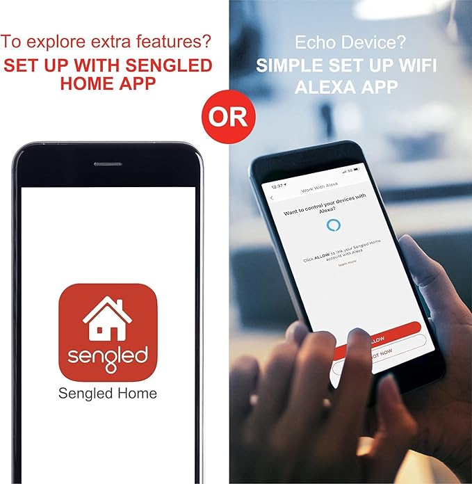 Sengled Alexa WiFi Light Bulb - Smart Bulbs That Work with Alexa/Google Assistant, A19 Daylight (5000K) - No Hub Required, 800LM 60W High CRI)60 Equivalent, 4 Count (Pack of 1)