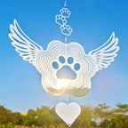 DJUAN Pet Memorial Wind Spinners, Dog Memorial Gifts,Stainless Steel Angel Wings Pet Paw Print,Dogs and Cats Remembrance, Pet Sympathy,Pet Loss Bereavement Gifts
