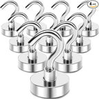 MIKEDE Magnetic Hooks Heavy Duty, 28Lbs Neodymium Magnets with Hooks for Refrigerator, 10Pcs Strong Cruise Hooks for Hanging, Magnetic Hanger for Grill, Toolbox, Storage