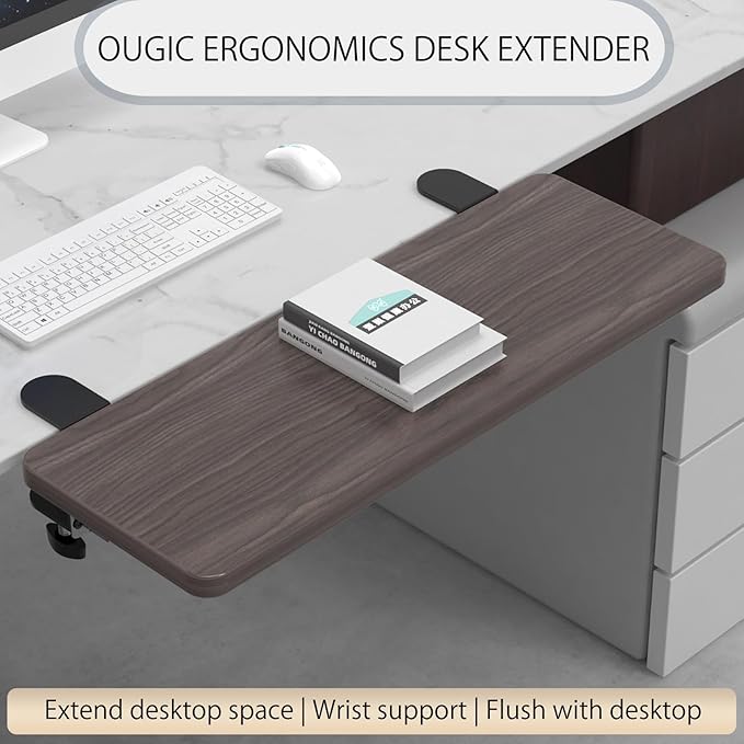 Ergonomics Desk Extender Tray, 29.5"x9.5" Punch-Free Clamp on, Foldable Keyboard Drawer Tray, Table Mount Arm Wrist Rest Shelf, Computer Elbow Arm Support