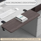 Ergonomics Desk Extender Tray, 29.5"x9.5" Punch-Free Clamp on, Foldable Keyboard Drawer Tray, Table Mount Arm Wrist Rest Shelf, Computer Elbow Arm Support