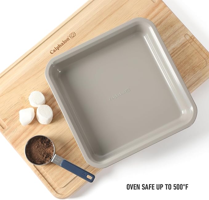 Calphalon Legacy Bake Pan, 9 Inch Baking Pan PFA Free Nonstick Heavy Gauge Steel Bakeware for Even Heating, Oven Safe Squre Pan for Cakes, Brownies, Roasting, Everyday Kitchen Use