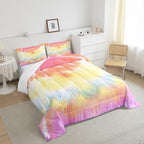 Boho Comforter Set Spiral Tye Dye Pattern 3pc Down Comforter King Size Rainbow Bedding Sets with 2 Pillowcases Soft Comfortable Machine Washable,Trippy Psychedelic Gypsy Duvet Quilt Set for Teen Girl