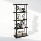 Furinno Turn-N-Tube 5-Tier Multipurpose Compact Display Rack, Shelving Unit, Bookcase, Americano/Black