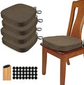 BUYUE Thickened 2.5" Dining Chair Cushions Set of 4, U-Shape High Density Foam Comfortable Chair Pads for Kitchen, Slip Resistant Indoor Seat Cushions (4 PCS, Brown)