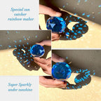 Fonmy Gazing Ball Spiral Tail -Decorative Wind Spinner Sun Catcher Rainbow Maker 11 inch Tail and 2 inch Peacock Blue Crystal Orb. Indoor Outdoor Garden Decoration -13 inch Height