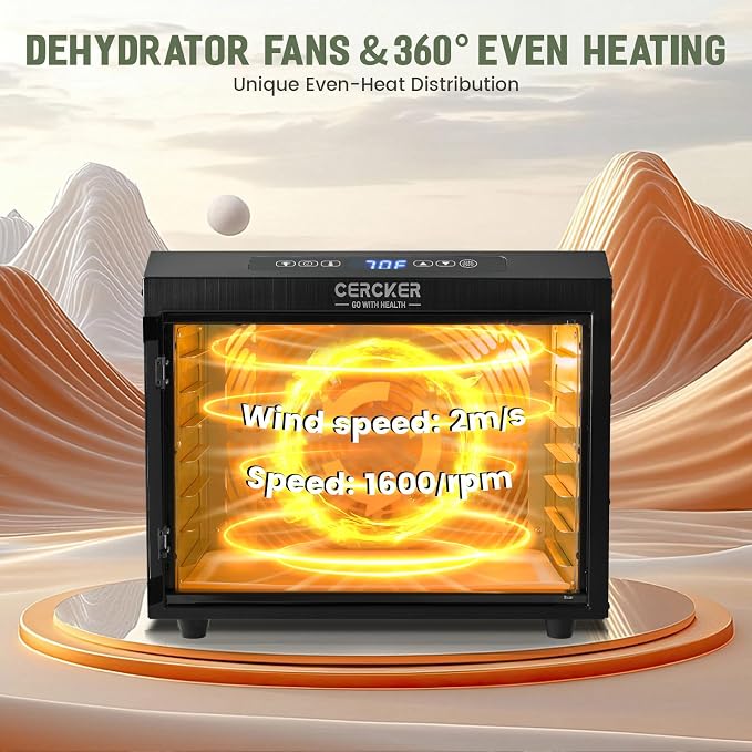 Food-Dehydrator Machine 7 Stainless Steel Trays, 6ft² Small Food Dryer, 190ºF,24H Fruits Dehydrator, 800W Meat Dryer for Jerky,Mushroom,Herbs,Veggies,Dog Treats