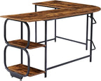 Anivia 68.9" Reversible L Shaped Desk with Storage Shelves - Corner Computer Desks Gaming Table Workstation for Home Office, Writing, Study, Caramel Brown