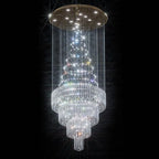 D32 x H79'' Modern Crystal Raindrop Gold Chandelier Lighting for Entrance, Stairs, Doorway, Crystal Ornament Chandelier Can be Used on Slopin