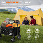 Collapsible Wagon Cart with Wheels Foldable, Folding Wagons Carts with Silent Universal Wheels, Large Grocery Cart On Wheels, Heavy Duty Utility for Shopping Beach Sports Fishing Camping, Black