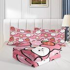 Kawaii Rabbit Comforter,Strawberry Rabbit Comforter Set for Kids Teens Girls,3Pcs Bedding Set Printed Comforter with 2 Pillowcases,Down Alternative,Soft and Lightweight(Pink，Twin Size)