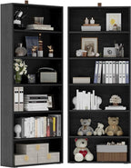 IRONCK Bookshelves and Bookcases Set of 2 Floor Standing 6 Tier Display Storage Shelves 70in Tall Bookcase Home Decor Furniture for Home Office, Living Room, Bed Room