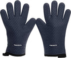 KITCHEN PERFECTION XL Silicone Smoker BBQ Gloves -Heat Resistant Oven Mitts | Waterproof, 5-Finger Design For A Better Grip, for Pitmasters, Meat Smoking, Grilling, Cooking, Frying Turkey | Grill Gift