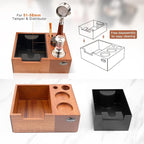 IKAPE 51/53/54/58mm Espresso Knock Box, Sandywood Coffee Station, Tamper Tools, Distributor, Portafilter & Puck Screen Accessories, Natural Sandywood Station Base