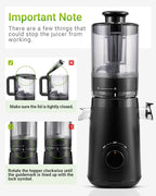 TUUMIIST Juicer Machines, Cold Press Juicer with 5.8" Extra Large Feed Chute Fit Whole Fruits & Vegetables Easy to Clean, High Juice Yield, BPA Free (Black)