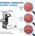 Electric Meat Grinder, 2300W Max, Heavy Duty Sausage Stuffer with 2 Blades, 3 Grinding Plates, Sausage Tube & Kubbe Kit, Home Kitchen Meat Mincer with Handle (Black)