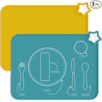 Moonkie Silicone Placemats for Baby & Kid, Stain-Proof Non-Slip Toddler Food Mats Eating Table Mat with 2 Packs
