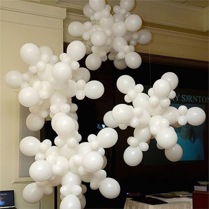 White Link Balloons, 100PCS Linking Balloons with Tail for Making Balloon Wall Arch and Chains, Pearl Quick Balloon for Wedding Birthday Baby Shower Engagement Graduation Party Decorations (6inch)
