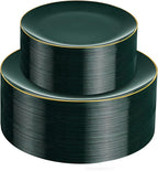 PULOTE 60PCS Green Plastic Plates - Heavy Duty Green Disposable Include 30 Each (10 inch Dinner & 7 inch Dessert) Plates, Ideal for Party & Christmas