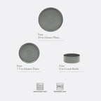 Gibson Elite Echo Bay 12 Piece Porcelain Reactive Glaze (Service for 4) Ceramic Plates and Bowls Modern Stackable Dinnerware Set - Blue