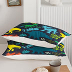 Axolotl Boys Bedding Cartoon Dinosaur Comforter Set Queen Size,Cute Dinosaur Bedding Set for Kids Boys Girls Teens Adults Room Decor,Kids Comforter Set All Season,1 Quilt 2 Pillow Cases,Purple