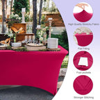ABCCANOPY 6 FT Spandex Table Cover Stretch Fitted Wrinkle Resistant Tablecloth Reuse for Rectangular Folding Table Patry Event Wedding Banquet Protector Magenta