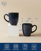 Pokini Coffee Mug 15 oz, Ceramic Coffee Mugs Set of 4, Reactive Glaze Mug for Latte/Tea/Cappuccino/Cocoa, Irregular Stackable Mug Set for Men, Women, Dad, Mom, Dishwasher & Microwave Safe, Starry Blue