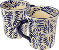 Encantada Handmade Hand-Painted Authentic Mexican Pottery Mugs (2-Pack, Blue Plumeado)