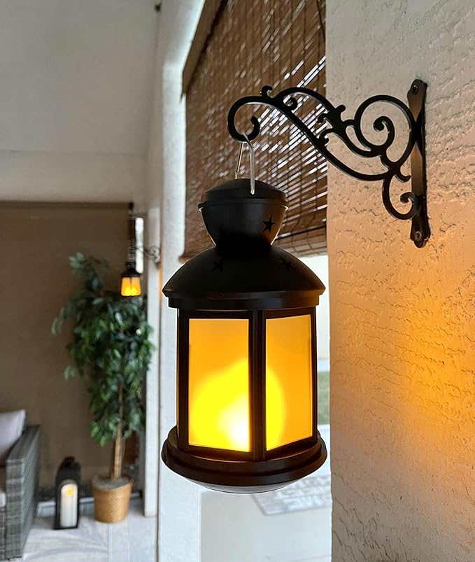 2 Pieces 6-Inch Outdoor Indoor Small Decorative Iron Wall Hooks for Hanging Lanterns Solar Lights Hummingbird Feeders Wind Chimes Hangers, Black