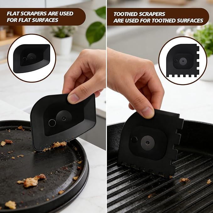 316 Upgraded Cast Iron Scrubber with Pan Scraper,Cast Iron Cleaner for Grill Pan Skillet Wok Carbon Steel,Ergonomic to Hold Easy to Use Dishwasher Safe ((Large Chain Mail))
