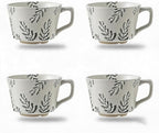 4 Pack Speckled Ceramic Coffee Mugs, 12oz Vintage Green Fern Leaf Large Tea Cups, Rustic Handmade Style Drinking Mugs for Coffee Tea Cocoa Milk, Dishwasher Microwave Safe, Housewarming Gift Set