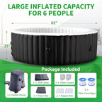 4-6 Person Inflatable Hot Tub, 264Gal Portable Blow up Hot Tub with 130 Strong Bubble Jets, Leak-Resistant PVC Round Outdoor Spa with Heater Pump and Insulated Cover, 82” X 82” X 25”