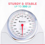 Adamson A24 Scales for Body Weight - Up to 350 LB - New - Anti-Skid Rubber Surface Extra Large Numbers - High Precision Bathroom Scale Analog - Durable with 20-Year Assurance - White