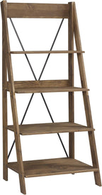Walker Edison X Back Modern Farmhouse Wood Bookcase Bookshelf Home Office Living Room Storage, 4 Shelves, Brown