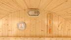 ZONEMEL Outdoor Barrel Steam Sauna with Panoramic View, Canadian Pine Wood Sauna for 3-4 Person with Porch, 6KW Heater, Rocks, 8mm Tempered Glass, Waterproof System