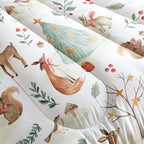 Wild Animal Comforter Twin Size,Rabbit Deer Comforter Set for Kids Teens Girls Boys,3Pcs Bedding Set Printed Comforter with 2 Pillowcases,Down Alternative,Soft and Lightweight，Twin Size