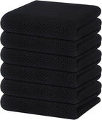 Homaxy 100% Cotton Waffle Weave Kitchen Dish Towels 6-Pack, Black | 13 x 28 Inches, Ultra Soft Absorbent Dish Towels, Quick Drying Cleaning Towels