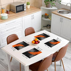 Feelyou Ombre Orange Black Placemats Set of 4 18"x12" Kids Abstract Placemat for Kitchen Dining Table Decor Indoor Outdoor for Boys Geometric Table Place Mats, Modern Art Luxury