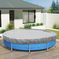 ECOOPTS 9 ft Round Pool Cover for Above Ground Pools, Swimming Pool Cover Protector Winter Safety Cover (Gray White Stripes)