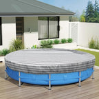 ECOOPTS 13 ft Round Pool Cover for Above Ground Pools, Swimming Pool Cover Protector Winter Safety Cover (Gray White Stripes)
