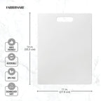 FARBERWARE Large Cutting Board, Dishwasher- Safe Plastic Chopping Board for Kitchen with Easy Grip Handle, 11in by 14in, White