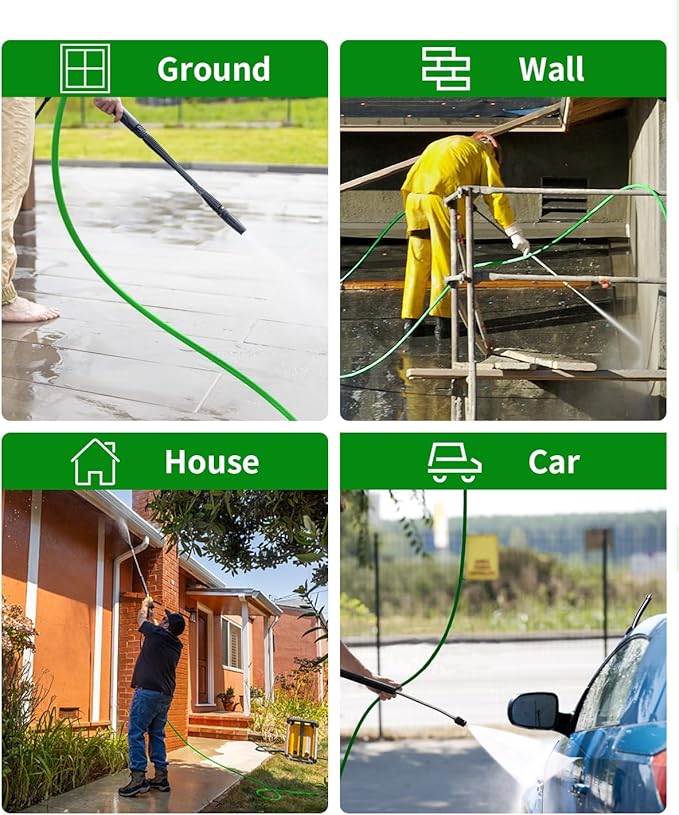 Pressure Washer Hose 75FT 3/8" for Cold and Hot Water 212°F, with Swivel Quick Connect, 4500PSI Kink Resistant Grade Steel Wire Braided, Power Washer Hose With 2pcs M22-14mm Adapter