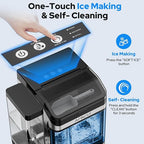 Large Capacity Countertop Ice Maker - 38 lbs/24H Output Chewable Nugget Ice, One-Touch Self-Cleaning, 3L+1.5L Dual Water Tanks, Portable Ice Machine for Home, Bar, Office, RV