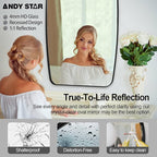 ANDY STAR Black Oblong Mirror, 32x40 Inch Black Oval Mirror for Bathroom with Stainless Steel Metal Frame, Wall Mouned for Bathroom, Living Room, Entryway