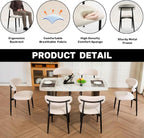 UVV Dining Chairs Set of 4, Metal Kitchen Chairs with Modern Fabric Upholstered for Dining Room, Beige
