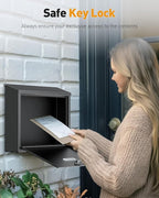 Uniclife Wall Mount Mailbox for Outside, Large Mailbox with Key Lock | Security Mail Box, Postbox for House, Safe Key Drop Case, Steel Cash Drop Case for Home Office School, Black
