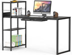 SHW 46-Inch Mission Desk with Side Shelf, 24" Deep, Black